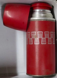 Botella de vacío de colección años 50 rojo plata diamante termo helado caliente excelente estado # 2010 - Imagen 1 de 5