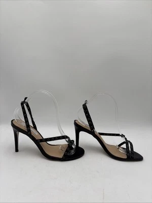 Women’s Saks Fifth Avenue Embellished Leather Stiletto Heel Sandals Black Sz 8M - Image 1 of 4