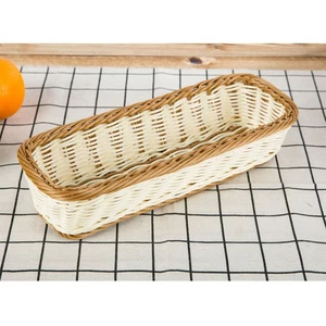  Kitchen Basket Storage Baskets Rectangular Imitation Rattan Woven Plate - Picture 1 of 12