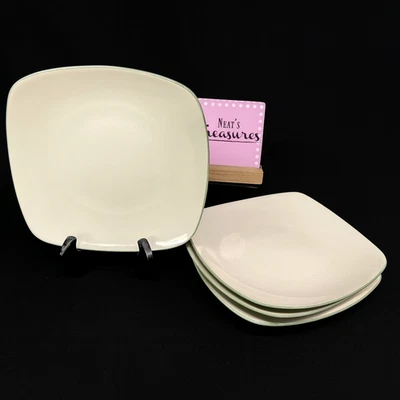 Noritake COLORWAVE GREEN 8485 White Square Stoneware Salad Lunch Plates Set of 4 - Image 1 of 4