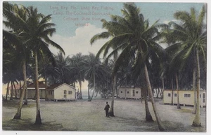 FLORIDA LONG KEY FISHING CAMP COCONUT GROVE & COTTAGES FROM RAILROAD CIRCA 1910 - Picture 1 of 2