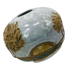 Studio Art Pottery Vase Signed Ry Glazed Etched Trees Sunset Forest Nature 1981 - Picture 1 of 13