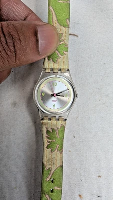 Vintage Swatch Watch Ladies 2002 Leafy Green And Transparent Working  - image 1 of 4