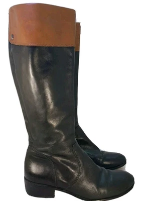 Corso Como Knee High Boots Women's Black Leather Tan Top Size 7.5 M - Image 1 of 4