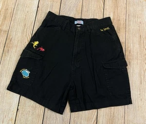 Vintage Dr Seuss Juniors Women’s Cargo Shorts Black Size 5/6 Red Fish Blue Fish - Picture 1 of 9