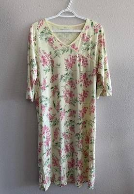 Camisón Cuddledown 100% Algodón Pima Perú Amarillo Pálido Floral Talla L Foto 1 de 4