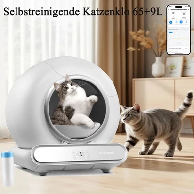MARKENLOS XXL Selbstreinigende Katzentoilette Elektrisches Automatisch Katzenklo 65+9L