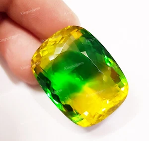 83 Ct Doublet Glass Stone Multi Color Tourmaline Cushion Stone Loose Gemstone - Picture 1 of 6