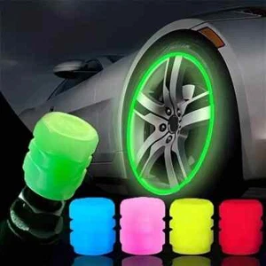 Tyre Valve Caps Luminous Car Vehicle Wheel Dust Caps Glow in the Dark UK - Picture 1 of 9