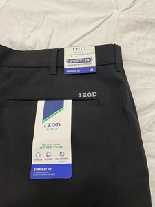 Nuovo con etichetta! IZOD Golf Sportflex pantaloncino uomo vestibilità classica nero piatto davanti taglia 38W - Foto 1 di 7
