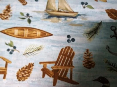 Fishing Print Fabric by the Yard - Image 1 of 2