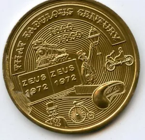 .Karneval Doubloon Krewe of Zeus 1972 Aluminium Gold - Bild 1 von 2
