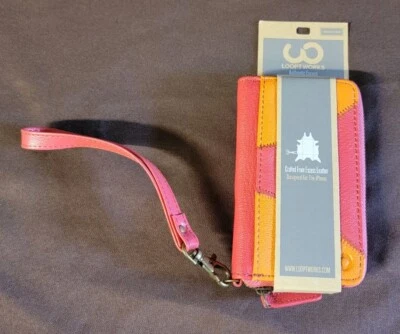 Iphone 5 / 5s / SE 1 Leather Case Wallet Wristlet Orange Pink LTD Edition Zip - Image 1 of 4
