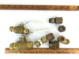 LOT Brass Ball Valve, 3/4 & 1/2, 600 Psi CWP PN16W, FNW Lever, Couplings - Picture 1 of 7