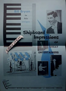 1940 BILL BRYAN PÓSTER pianista ENSAMBLAJES ESCOLARES DEL SUR Dallas TX - Imagen 1 de 1