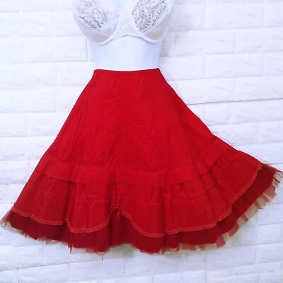 Arco de tul rojo vintage años 50-60 Cherie original EE. UU.-Cali tafetán crinolina XS (0/4) Foto 1 de 4