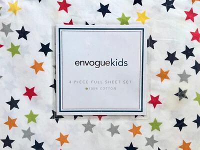ENVOGUE Juego de Sábanas Niños Algodón Multicolor Estrellas TAMAÑO COMPLETO 100% Algodón Crujiente Foto 1 de 3