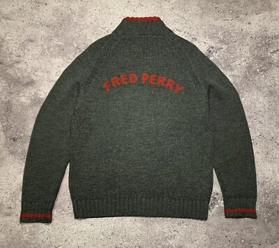 Fred Perry Vintage Full Zip Wool Gray Sweater Size M - Image 1 of 4
