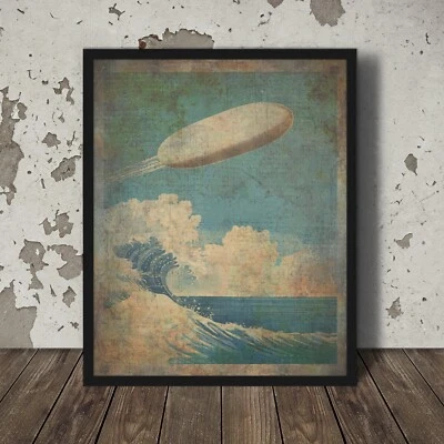 Vintage UFO TIC TAC Nautical Wall Art, UAP Ocean Poster, Sci-fi Alien USO Decor - Image 1 of 4