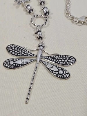Collar Libélula Estilo Pacífico Plata Esterlina 925 De Colección Firmado BBJ Art Chic Foto 1 de 4