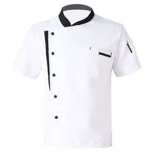 Mens Chef Jacket Coat Uniform Kitchen Short Sleeve Cooking Work Hotel Tops Chef - Picture 1 of 138