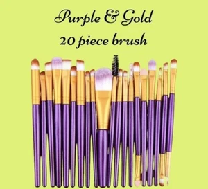 20 Pieces Purple & Gold Makeup Brushes Set gem Eyeshadow Eyebrow Make Up Brushes - Picture 1 of 1