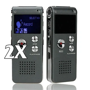 2X Rechargeable 8GB Digital Audio/Sound/Voice Recorder Dictaphone MP3 Player USB - Picture 1 of 7