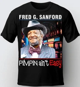 Camiseta Fred Sanford, camiseta Pimpin Aint Easy. Color: camiseta negra - Imagen 1 de 2