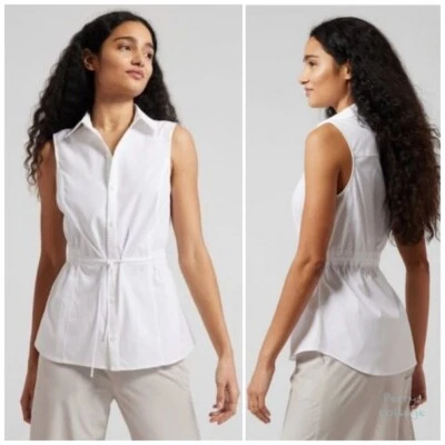 Athleta XXS Levitate府绸背心白色可调节衬衫,活动衬衫 — 第 1/4 张图片