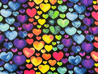 Tina Scrap 9"x21" Rainbow Heart Pride Love Valentines LGBT Cotton Fabric - Image 1 of 2