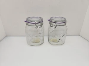 Anchor Hocking Square Glass Canister Tulips Latching Lids - Picture 1 of 21