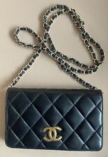 CHANEL Quilted Lambskin Leather Push Lock Chain Cross Body Bag