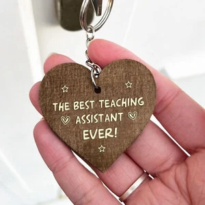 Best Teaching Assistant Wood Keyring Nursery Teacher School Thank You Gifts - Picture 1 of 7