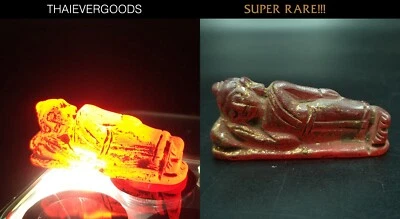ANCIENT RED GEMSTONE KRU HOD Reclining BUDDHA  SHENGMAI REAL THAI AMULET - Image 1 of 4