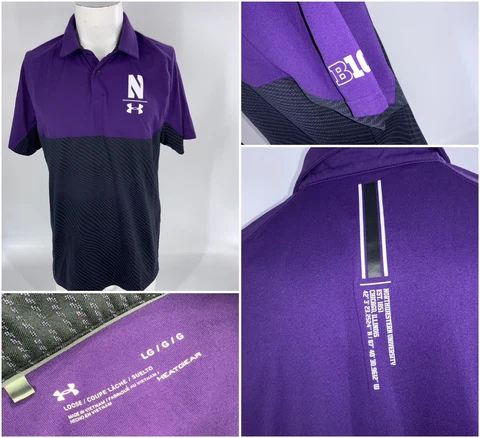 Northwestern Wildcats Under Armour Polo L Purple Team Issue LNWOT YGI G3-117 Cover