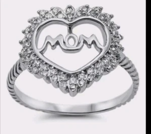 Rings Mom Cz Sterling Silver 925 stamp Size 10 - Picture 1 of 3