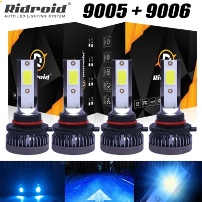 9006 9005 LED Headlight Kit Combo 4 Bulbs 8000K High Low Beam Super Bright Blue - Image 1 of 4
