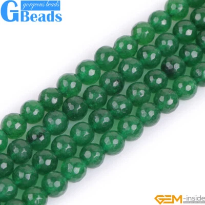 Cuentas redondas pulidas facetadas de jade verde para hacer joyas hágalo usted mismo envío gratuito 15" Foto 1 de 4