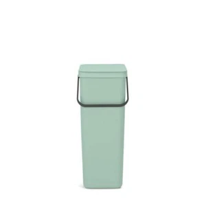 Brabantia Recycling Bin 10.6 Gal Plastic Jade Green Hinged Lid Slim Large Handle - Picture 1 of 5
