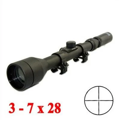 Riflescope 3-7X28 Optics Scope Telescope With Mount Lens Cap for Airsoft Rifle - Image 1 of 4