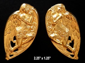 Ornate Angels / Vintage Brass Stampings / Large / One Pair - Picture 1 of 2