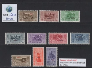 WC1_26873.ITALIAN AEGEAN COLONIES: COO. 1932 GARIBALDI set. Sc.17-26. MVLH - Picture 1 of 1