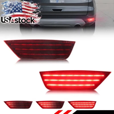 Red Lens LED Tail Brake Signal Bumper Reflector Lights For 2013-2019 Ford Escape - Image 1 of 4