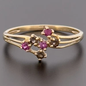 9ct Yellow Gold Topaz & Smokey Quartz Cluster Ring Size Q Hallmarked - Picture 1 of 10