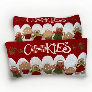 Lebkuchen Junge & Mädchen Weihnachten Dekokissen 2er Set Muffins 21”X11” Applikation - Bild 1 von 10