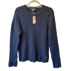 Polo Jeans Co Vintage Ralph Lauren Pullover neu mit Etikett Large marineblau schwerer Rippstrick - Bild 1 von 7
