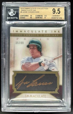 2014 Immaculate Collection Immaculate Ink #5 Jose Canseco Auto /49 BGS 9.5 - Image 1 of 2