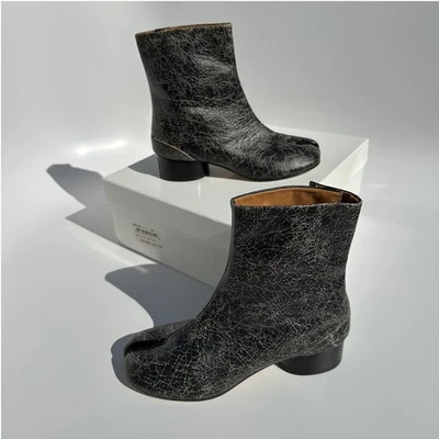 Botines Maison Martin Margiela Tabi Cuero Arrugado Negro 3cm 1.1" Tacón S 37 Foto 1 de 4