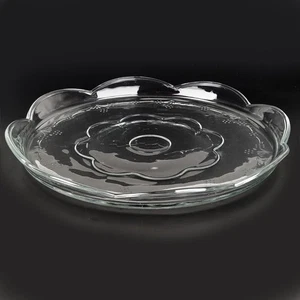 Vintage USA Pfaltzgraff Scalloped 12" Platter, Cake Appetizer Plate, Clear Glass - Picture 1 of 7