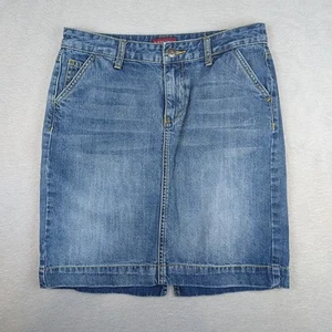 Merona Denim Jean Skirt Size 4 Blue Knee Length Pencil A-line - Picture 1 of 10